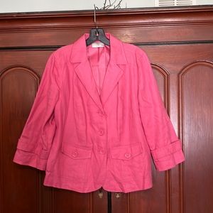 Studio Works Vintage Pink 100% Linen & Lined Button Down Front Blaze Size Medium